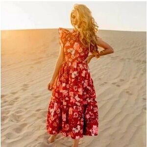 NWT ✨ JessaKae Red Floral Midi Dress